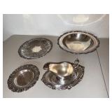 Old English Reproduction Silver Plate Serving Group (Lot of 5)