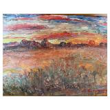 Vintage Framed Textured Landscape Painting - 28 X 22 in