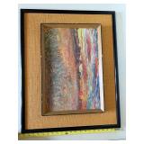 Vintage Framed Textured Landscape Painting - 28 X 22 in