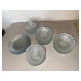 Clear Glass Floral Pattern Bowls & Plates Group of 25