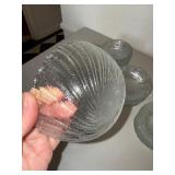 Clear Glass Floral Pattern Bowls & Plates Group of 25