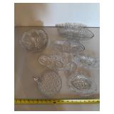 Clear Cut-Glass Serving Dishes & Trays (Lot of 7)