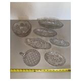 Clear Cut-Glass Serving Dishes & Trays (Lot of 7)