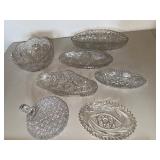 Clear Cut-Glass Serving Dishes & Trays (Lot of 7)