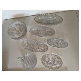Clear Cut-Glass Serving Dishes & Trays (Lot of 7)