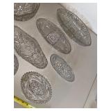 Clear Cut-Glass Serving Dishes & Trays (Lot of 7)