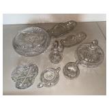 Pressed & Cut Glass Serving Pieces Mixed Lot