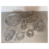 Pressed & Cut Glass Serving Pieces Mixed Lot