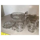 Pressed & Cut Glass Serving Pieces Mixed Lot