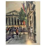 Set of 3 Vintage Framed Paris Street Scene Prints Gold Tone Frames