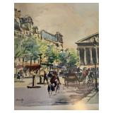 Set of 3 Vintage Framed Paris Street Scene Prints Gold Tone Frames