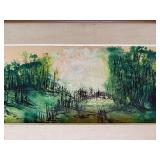 Framed Wooded Landscape Artwork - 24" W X 15" H