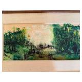 Framed Wooded Landscape Artwork - 24" W X 15" H