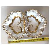 Ornate Divided Ceramic Serving Dish With Handle