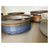 Bennington Potters and Stoneware soup bowls & Divided Baking Dish Mixed Lot (Lot of 7)