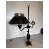Vintage Black & Brass Two-Light Table Lamp