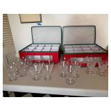 Cut-Pattern Glass Goblets With Storage Cases (Lot of 24)