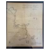 Antique 1858 Rockport Harbor Massachusetts Nautical Chart 16 1/2 X 20 1/2 in