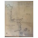Antique 1858 Rockport Harbor Massachusetts Nautical Chart 16 1/2 X 20 1/2 in