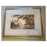 Martin Albom A.W.S. Signed Framed Rainy Street Artwork