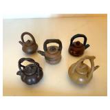 Miniature Pottery Teapot Collection - Varied Designs (Lot of 5)