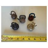 Miniature Pottery Teapot Collection - Varied Designs (Lot of 5)