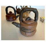 Miniature Pottery Teapot Collection - Varied Designs (Lot of 5)