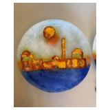 Fused Glass Cityscape Wall Art Plaques Set of 2