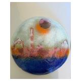 Fused Glass Cityscape Wall Art Plaques Set of 2