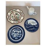 Mottahedeh, Coalport Plates & Relief Teapot Mixed Lot - 4-Piece