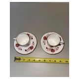 Royal Crown Derby Bali Bone China Cups & Saucers Pair