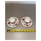 Royal Crown Derby Bali Bone China Cups & Saucers Pair