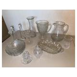 Clear Pressed Glass Serving & Barware Mixed Lot