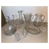 Clear Pressed Glass Serving & Barware Mixed Lot