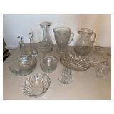 Clear Pressed Glass Serving & Barware Mixed Lot