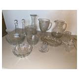 Clear Pressed Glass Serving & Barware Mixed Lot
