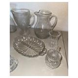 Clear Pressed Glass Serving & Barware Mixed Lot