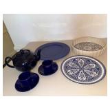Blue-and-White Tableware Mixed Lot - 8-Piece