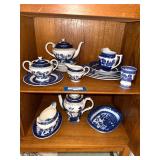 Johnson Brothers Blue Transferware Teaware & Serving Pieces Mixed Lot