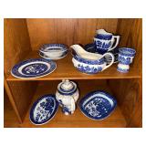 Johnson Brothers Blue Transferware Teaware & Serving Pieces Mixed Lot