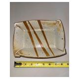Handmade Speckled Stoneware Serving Tray With Brown Stripes