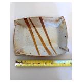 Handmade Speckled Stoneware Serving Tray With Brown Stripes