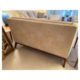 Vintage Mid Century Modern Loveseat Cream Upholstery Walnut Base