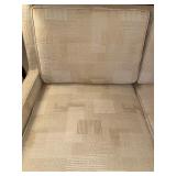 Vintage Mid Century Modern Loveseat Cream Upholstery Walnut Base
