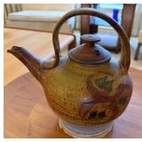 Glazed Ceramic Teapot With Abstract Bird Motif