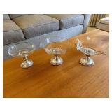 Sterling Weighted Glass Compote Candy Dishes Set of 3 Whiting Rogers