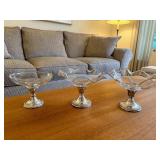 Sterling Weighted Glass Compote Candy Dishes Set of 3 Whiting Rogers