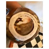 Signed Studio Pottery Globe Vase Brown Raku Style Art Ceramic 9in