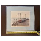 Framed Signed Ray Hartle Seaside Pier Deck Chair Print Silver Tone Frame