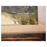 Signed Impressionist Landscape Oil Painting in Carved Wood Frame